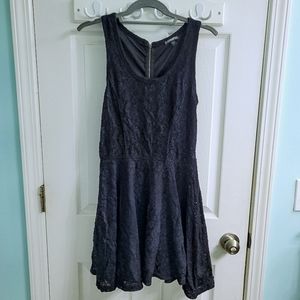 Express Black Lace Zip Back Mini Dress Sz S
